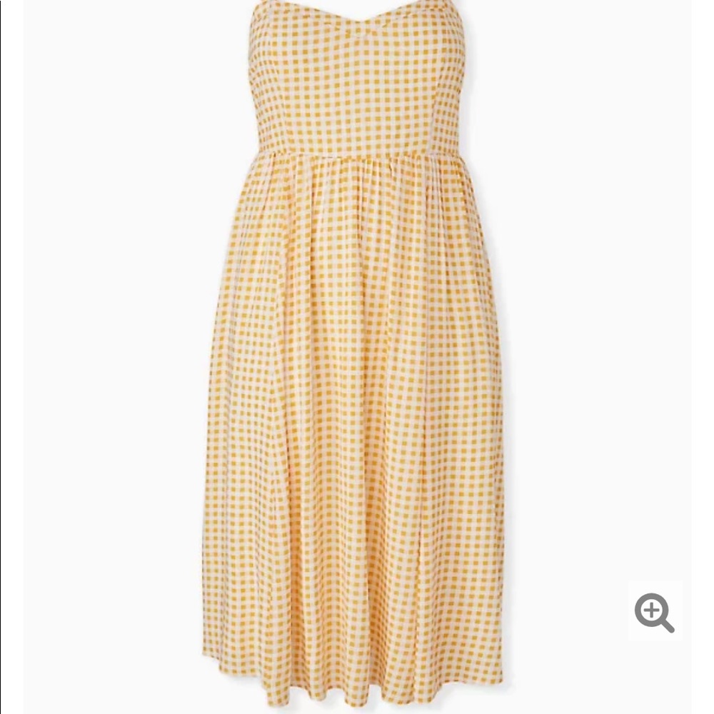 Torrid Flirty Yellow Gingham Midi Dress NWOT